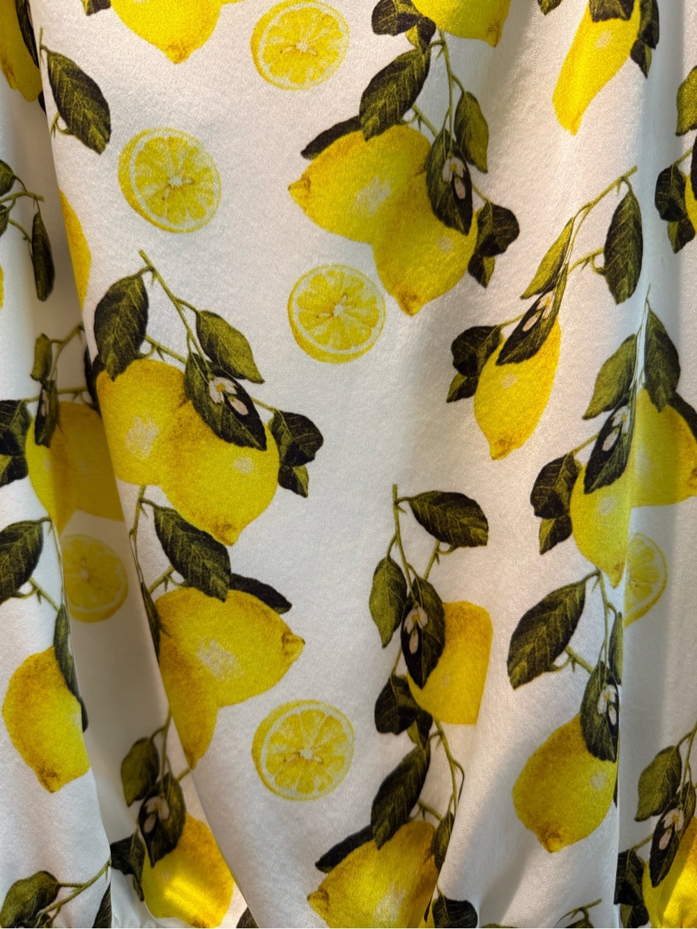L'AGENCE White Lemon-Print Silk Bodysuit Size Large - Picture 6 of 16